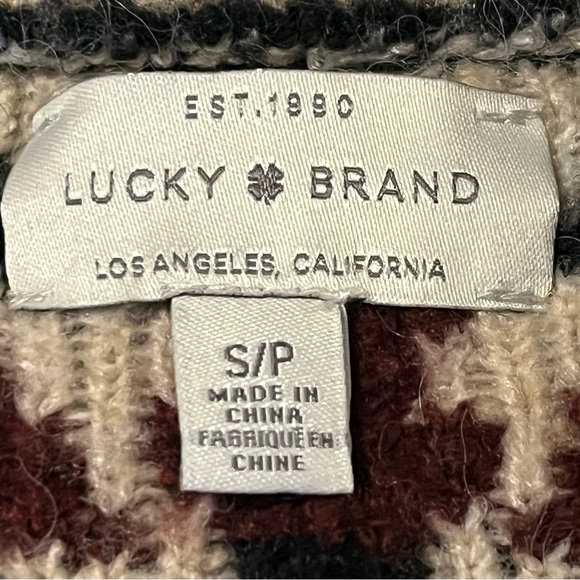 Lucky Brand Southwestern Cardigan Sweater Size S/P Boho Aztec Cozy Tribal - Picture 4 of 6